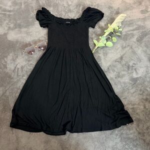 GAP Black Babydoll Mini Dress With Ruffle Sleeves Sz XS